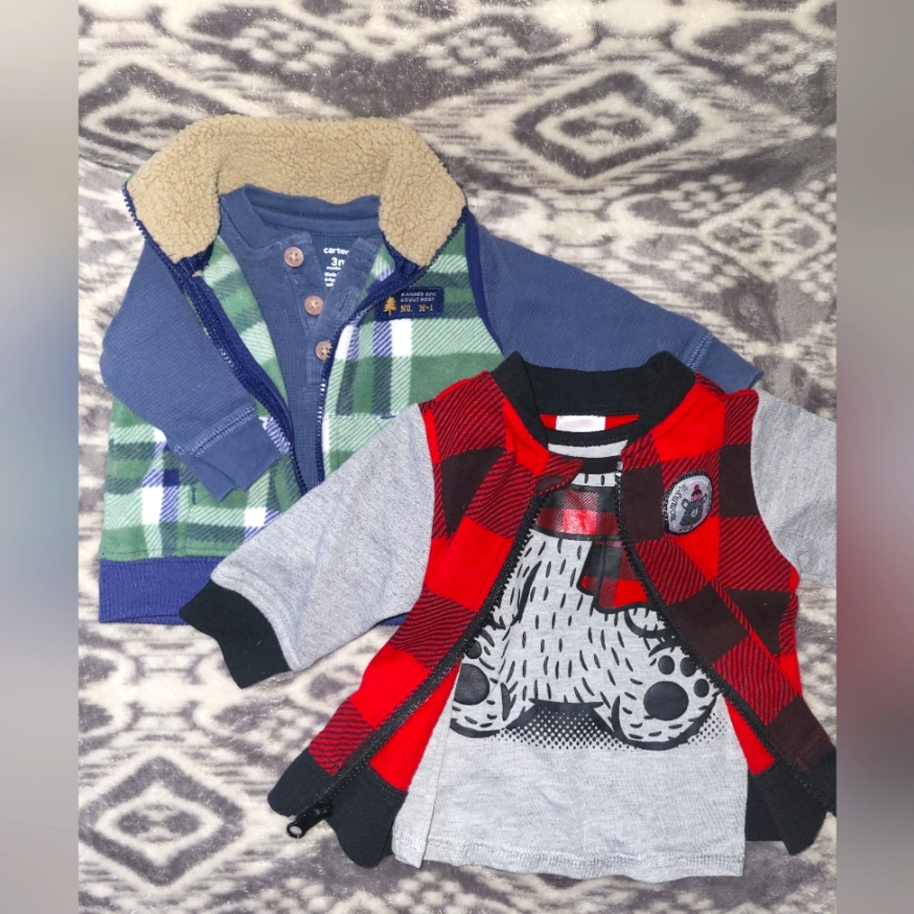 2 boys winter shirt/vest/sweatshirt sets